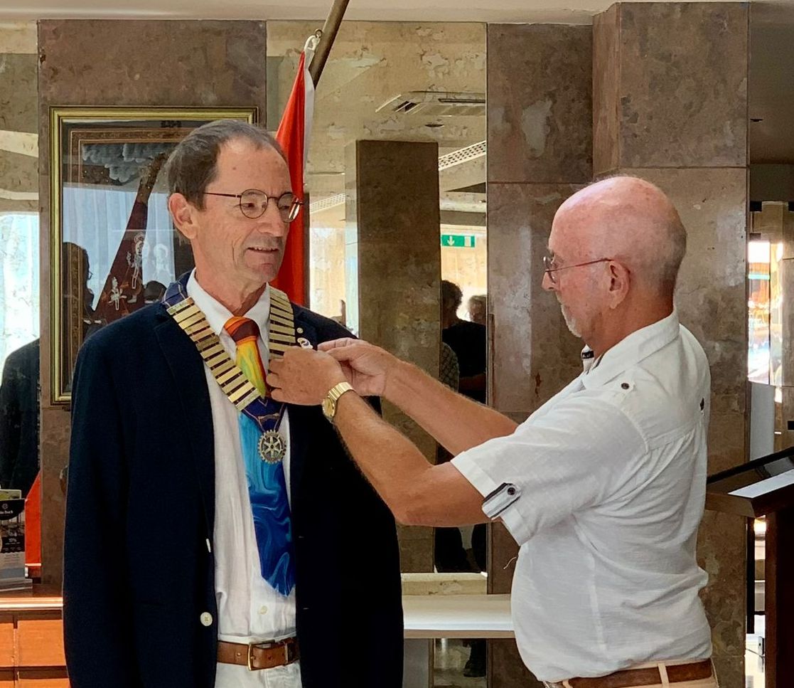 receiving his presidents pin